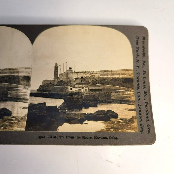 Stereoscope Photo Card El Morrow from Shore of Havana, Cuba Keystone View LI12 - Picture 3 of 5